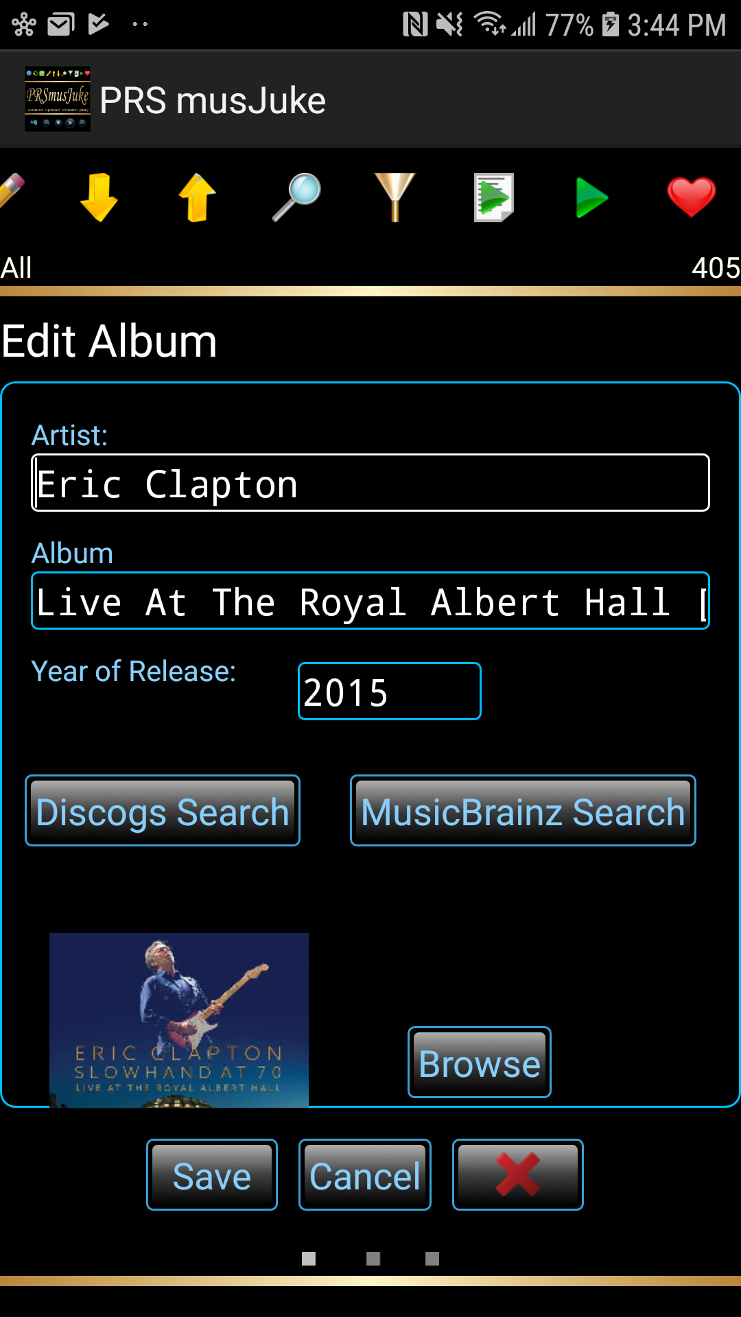 Edit Album or lookup Album on MusicBrainz or Discogs.  Browse your network for new Album Art