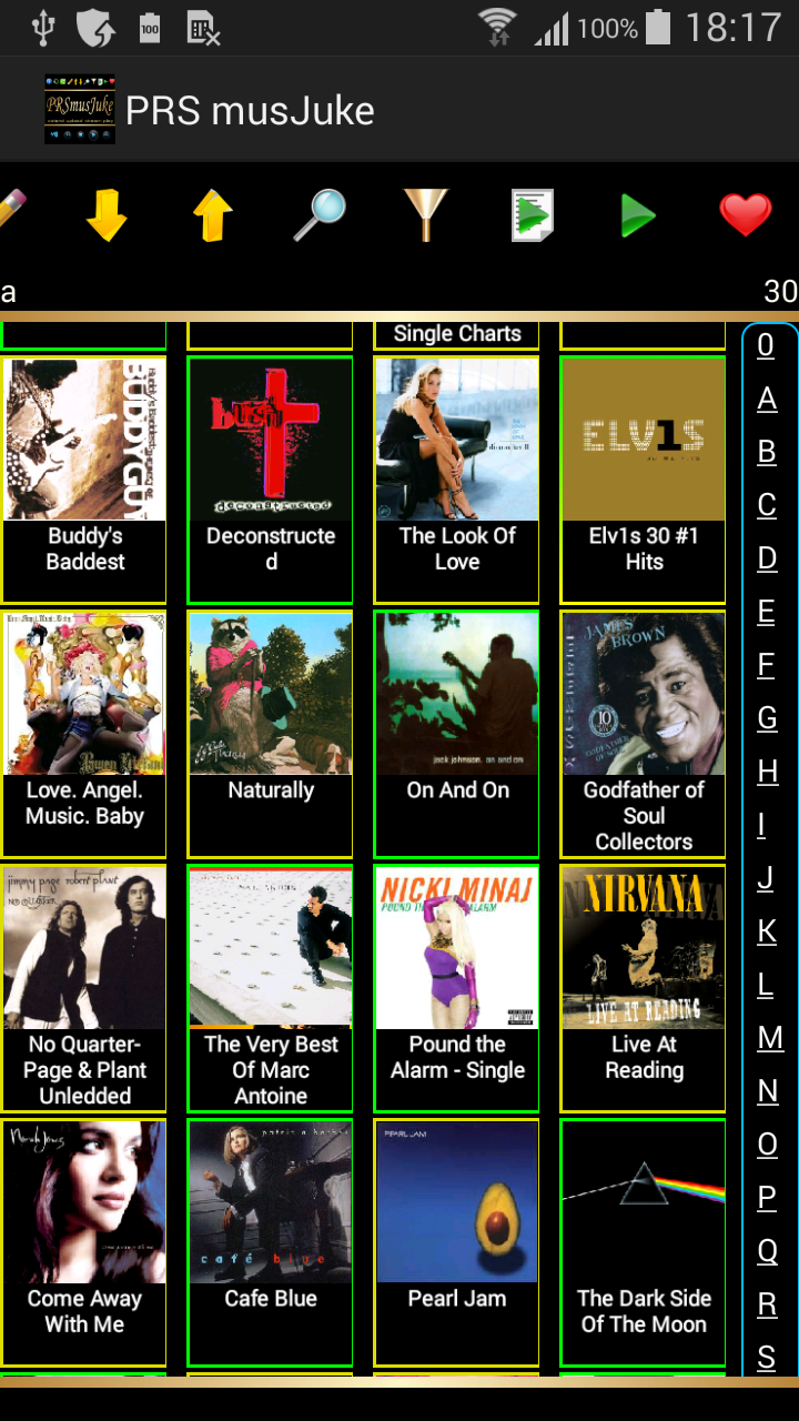 PRSmusJuke Album Wall showing album artwork