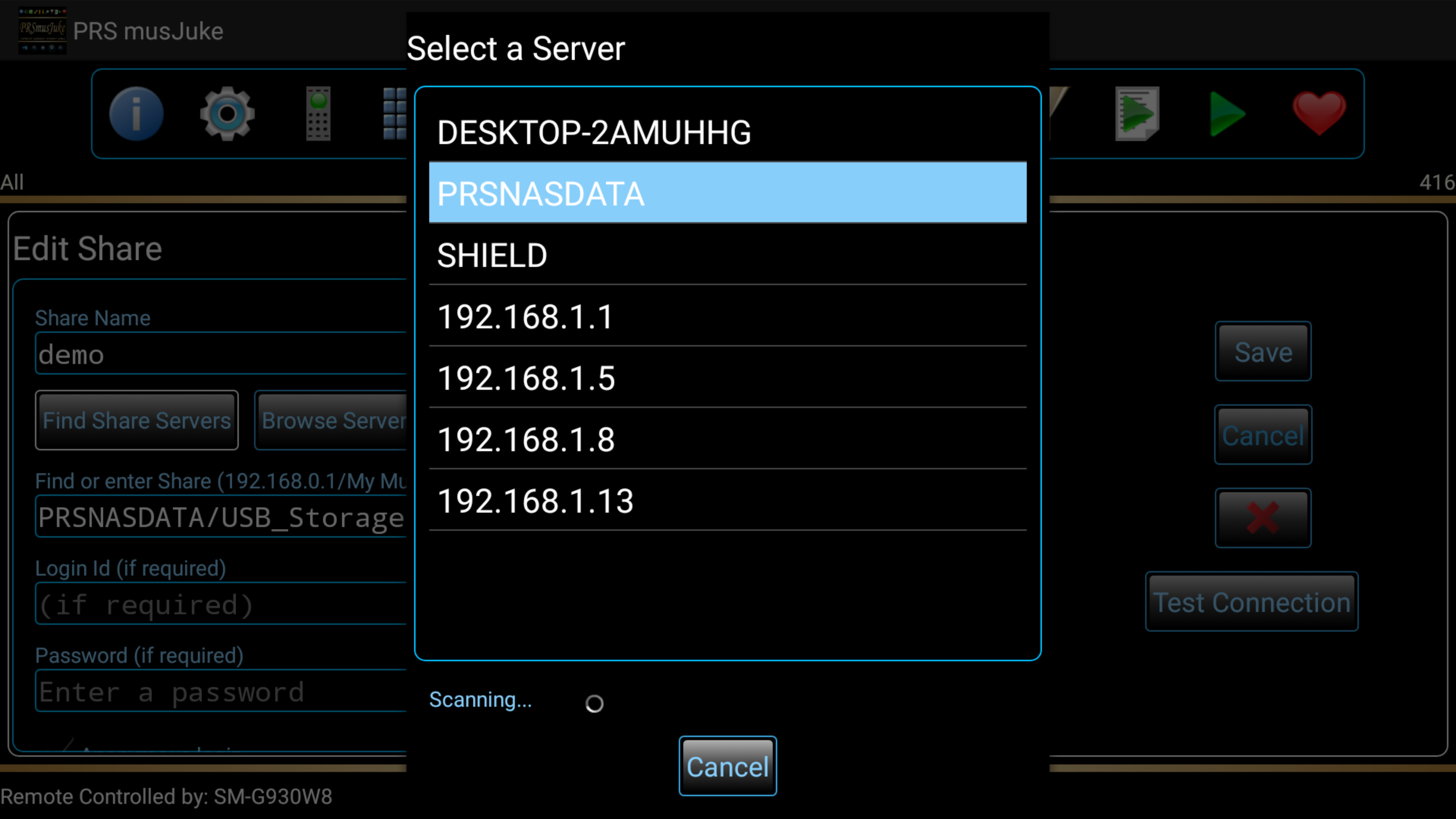 Select Servers or Devices on your network to scan