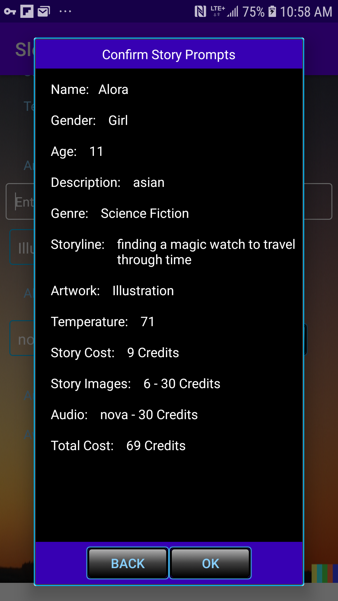 Confirm your story selection.
