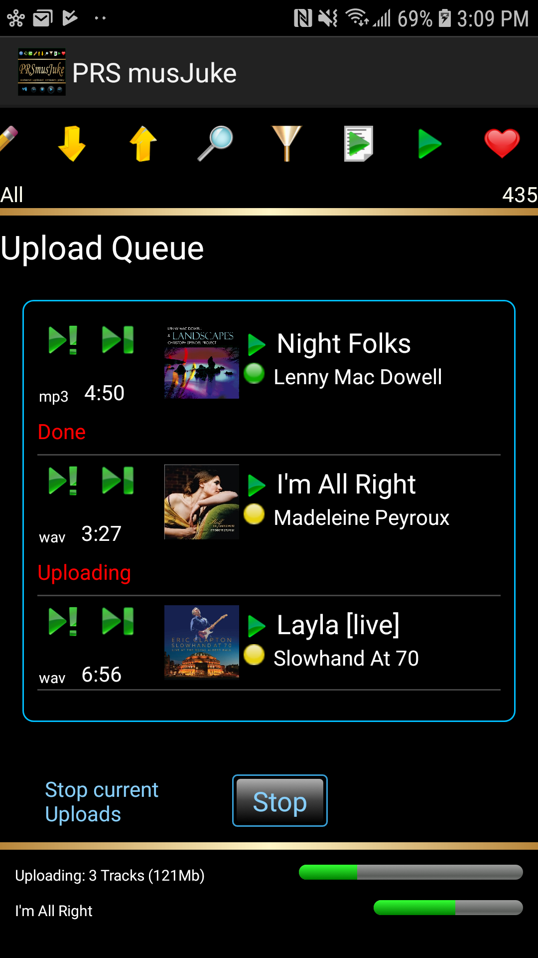 Drop albums, tracks, playlists to uploadto your phone